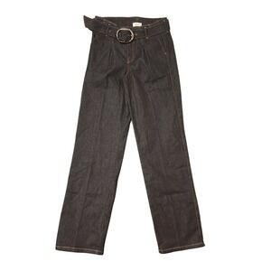 s.Oliver Womens Black Straight Leg Jeans Belted Contrast Stitch Size 27 4/5 XS